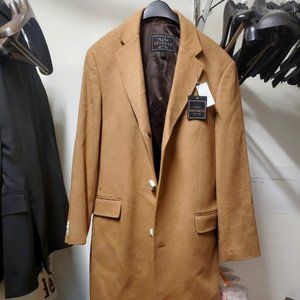 JOS A. BANK RESERVE MEN CARAMEL CASHMARE CLASSIC THREE BUTTON TOPCOAT MEDIUM 40R